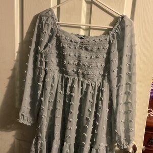 Zunie light blue textured long sleeve dress